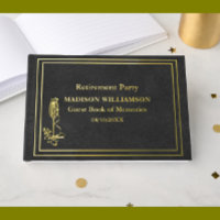 Black Leather Texture Retirement Party Gold Foil 