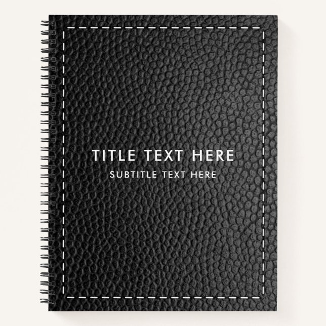 Black Leather Texture & Stitching  Notebook (Front)