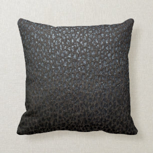 Black Leather Texture Throw Pillow