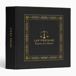 Black Leather Texture Vintage Gold Frame Binder