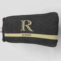 Black Leather Textured Monogram Name Gold    