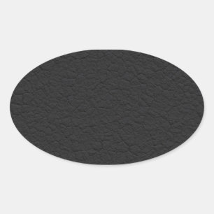 Black Leather Textured Oval Sticker