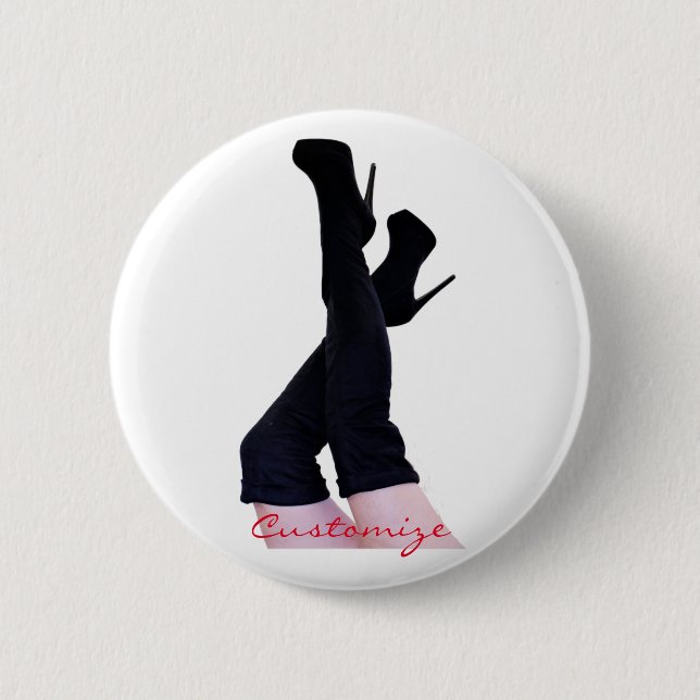 Black Leather Thigh-high Boots Thunder_Cove 2 Inch Round Button (Front)