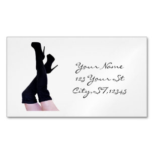 Black Leather Thigh-high Boots Thunder_Cove Magnetic Business Card