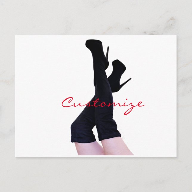 Black Leather Thigh-high Boots Thunder_Cove Postcard (Front)
