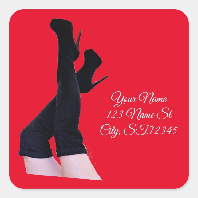 Black Leather Thigh-high Boots Thunder_Cove Square Sticker (Front)