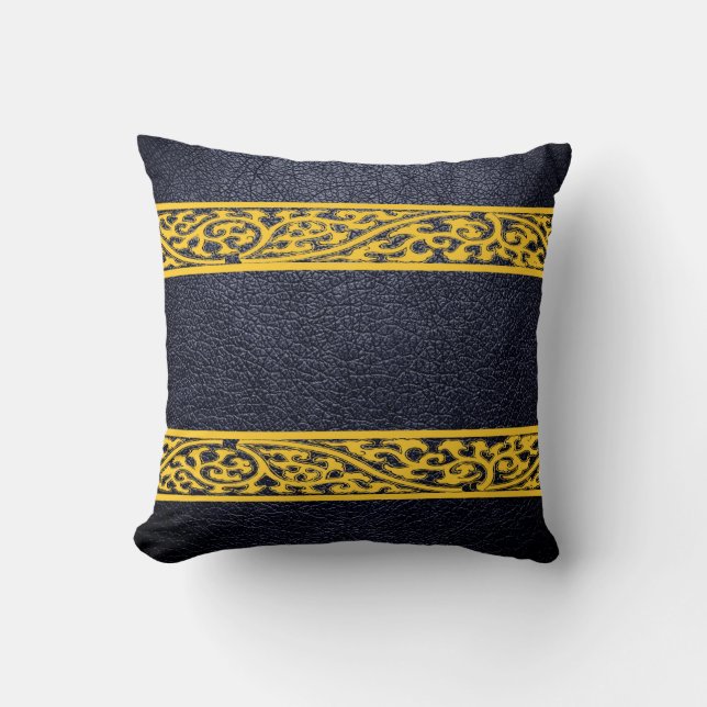 Black Leather Throw Pillow (Front)