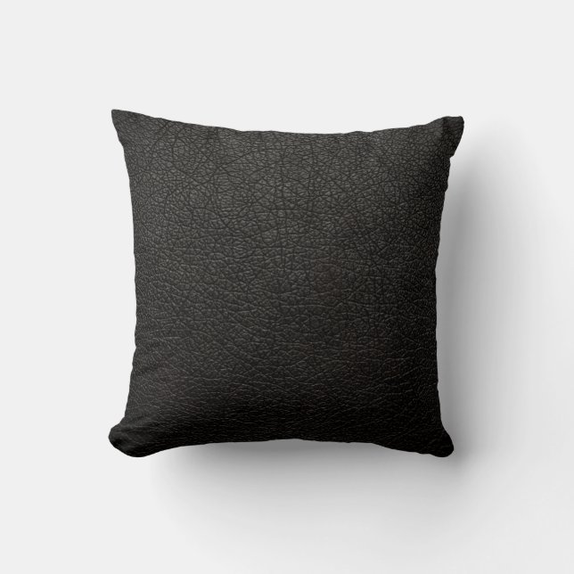 Black Leather Throw Pillow (Front)