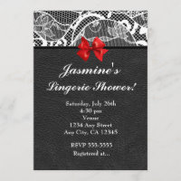 Black Leather & White Lace Lingerie Invitation