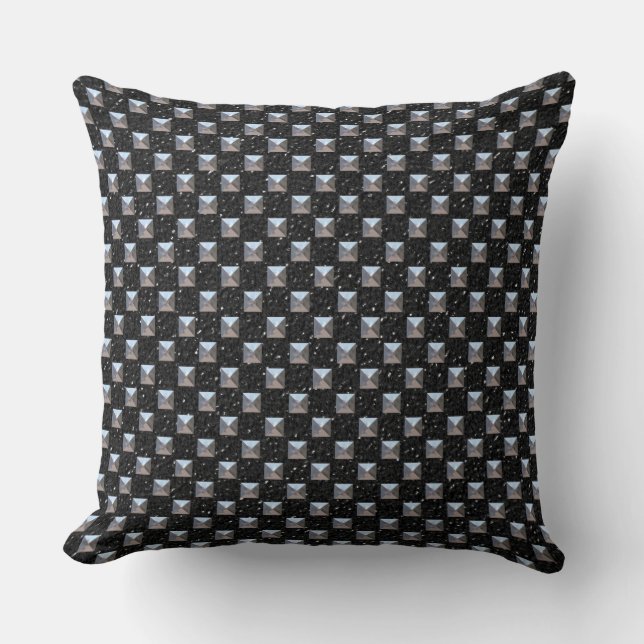 Black Leather With Metal Studs Cushion (Front)