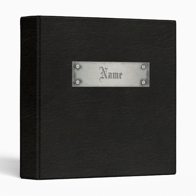 Black Leather With Plaque Binder (Front/Spine)