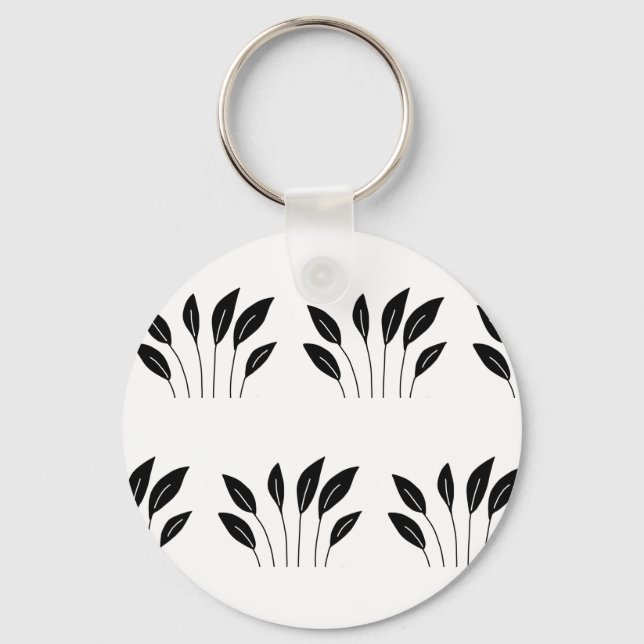 black leaves design line art coffee mug keychain (Front)