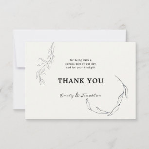 Black Leaves Off White Wedding Thank You Photo
