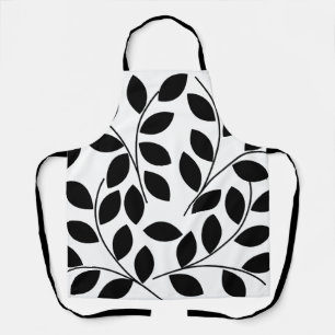 Black Leaves Pattern Apron