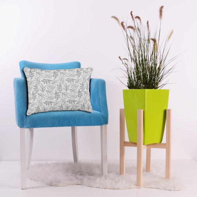 Black leaves pattern soft grey Accent Pillow (Creator Uploaded)