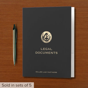 Black Legal Documents Folder with Gold Logo