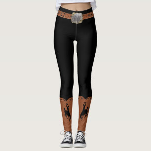 Black Leggings With Cowboy Belt Boots Bronc Rider