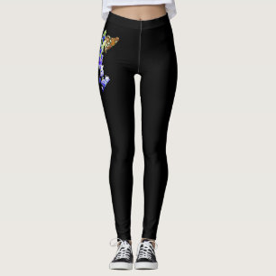 Black Leggings with Monarch Butterfly