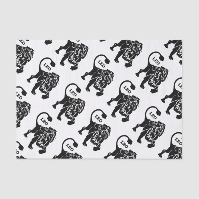 Black Leo Lion Zodiac Tissue Paper (Front)