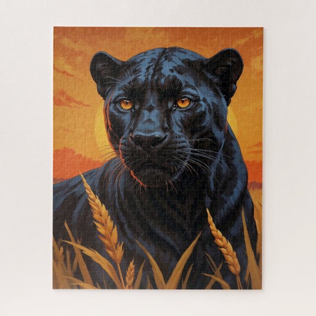 Black Leopard and African Savannah Jigsaw Puzzle (Vertical)