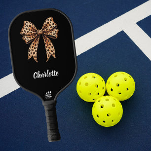 Black leopard bow name pickleball paddle