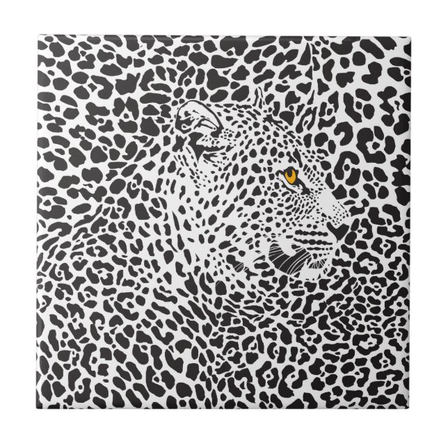 Black Leopard In Spots Tile (Front)