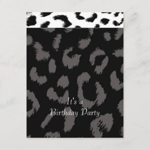 Black Leopard Pattern Birthday Party Invitation