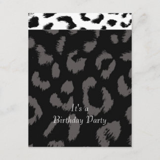 Black Leopard Pattern Birthday Party Invitation