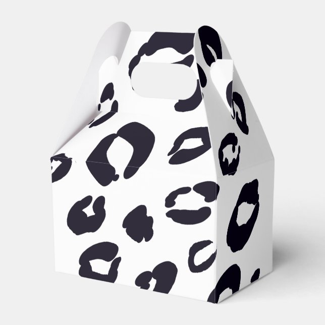 Black Leopard Print Birthday Party Favour Boxes (Front Side)