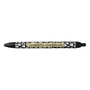 Black Leopard Print Black Ink Pen