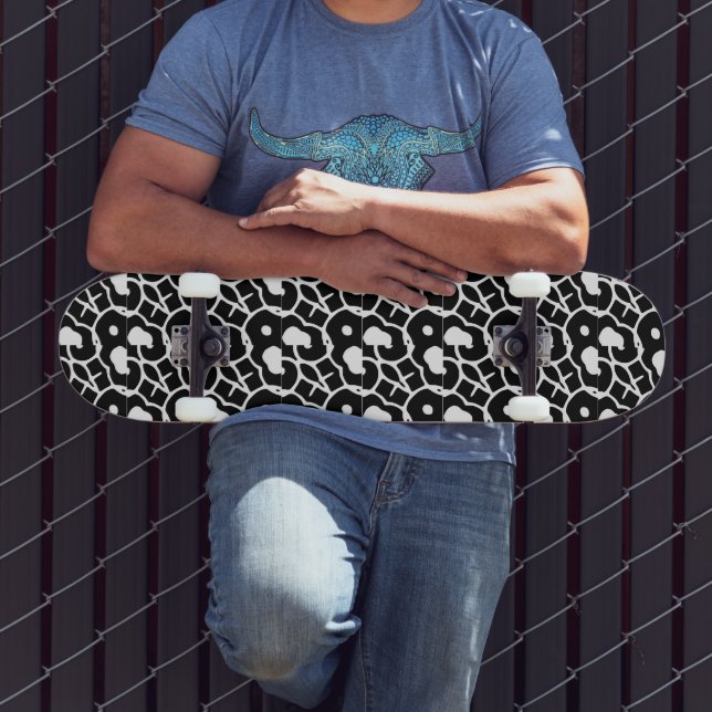 BLACK LEOPARD PRINT skateboard (Outdoor 3)
