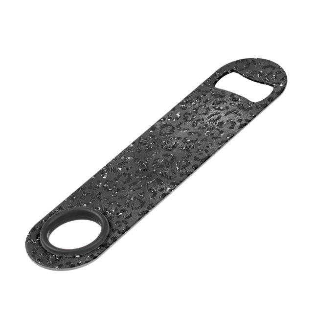 Black Leopard Texture Dark Minimal Animal Pattern Bar Key (Front Angled)