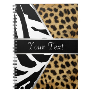 Black Leopard Zebra Spiral Notebook