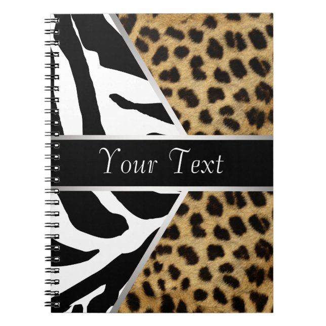 Black Leopard  Zebra Spiral Notebook (Front)