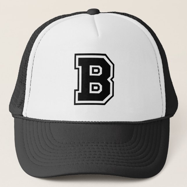 Black Letter "B" Initial Trucker Hat (Front)