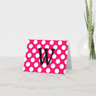 Black Letter Monogram on Polka Dots Note Card