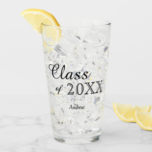 Black Lettering Class of 2022 Personalized Glass (Front Ice)
