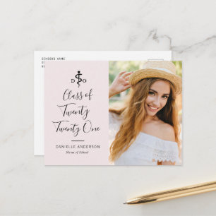 black lettering DO graduation announcement Postcard