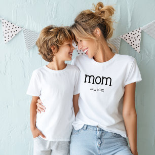 Black Lettering Established Mom T-Shirt