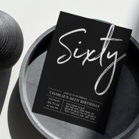 Black Lettering Sixty | Modern 60th Birthday Party