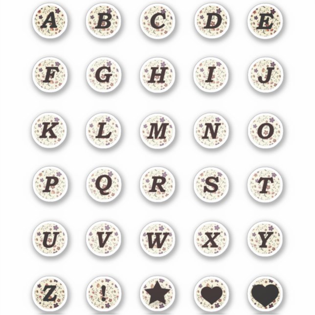 Black Letters Monogram Tiny Flowers Alphabet Beige (Front)
