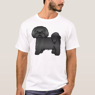 Black Lhasa Apso Cute Cartoon Dog Illustration T-Shirt