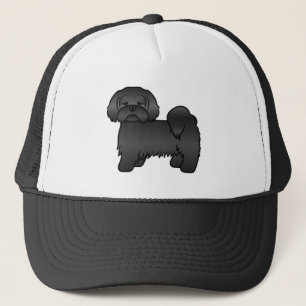 Black Lhasa Apso Cute Cartoon Dog Illustration Trucker Hat