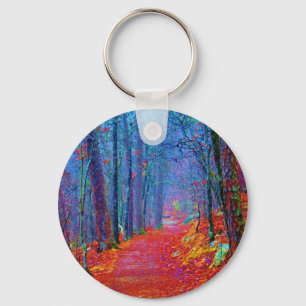 Black Light Forest Oil Painting Keychain