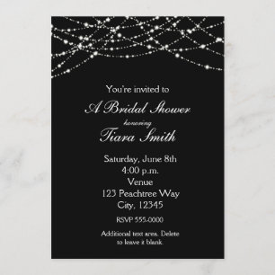 Black Light Glow Bridal Glitter Elegant Invitation