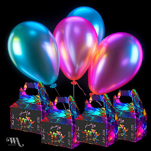 Black Light Neon Birthday Cocktails Favor Box