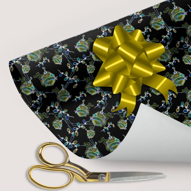 Black Light Neon Glow Xmas String Lights Ornaments Wrapping Paper (Creator Uploaded)