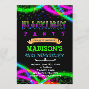 Black light party invitation