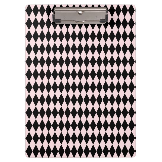 Black & Light Pink Stripe Pattern Minimal Abstract Clipboard (Front)