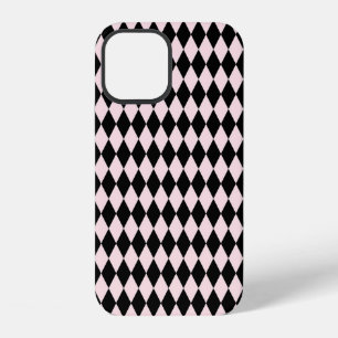Black & Light Pink Stripe Pattern Minimal Abstract iPhone 12 Case